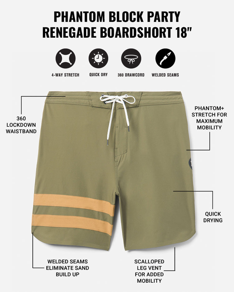 Phantom+ Block Party Renegade Boardshort 18"