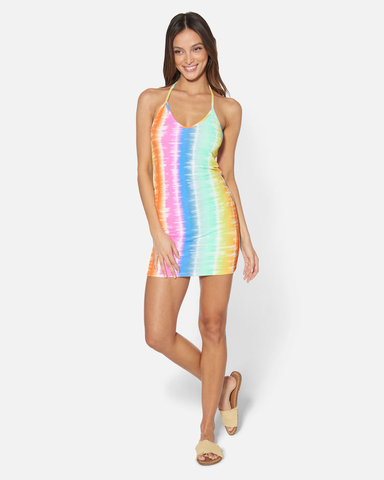 Rainbow Ombre Halter Mini Dress