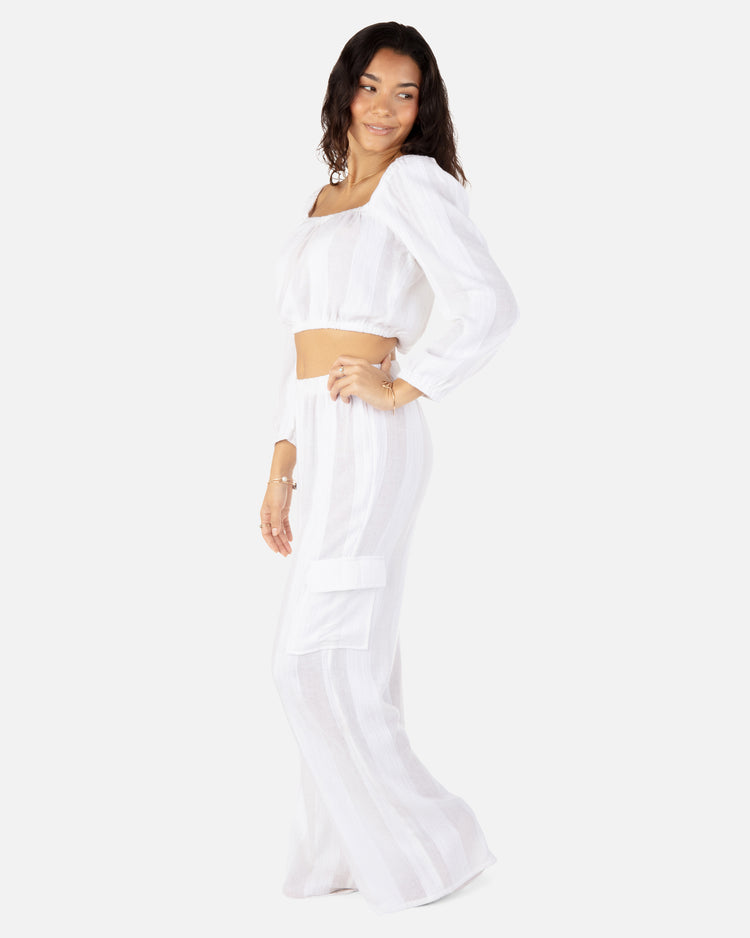 Stripe Gauze Cargo Beach Pant