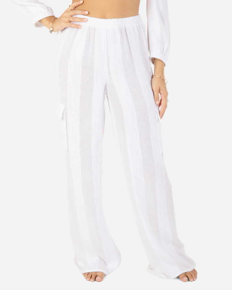 Stripe Gauze Cargo Beach Pant