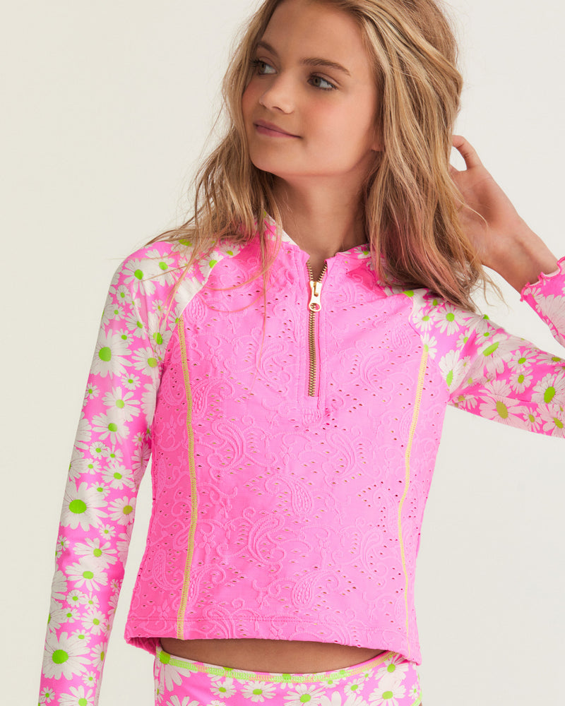 Cotton Candy - LoveShackFancy x Hurley - Girls' Paisley Rashguard Set