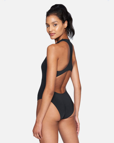 Black - One And Only Solid Racerback Moderate One Piece | Hurley