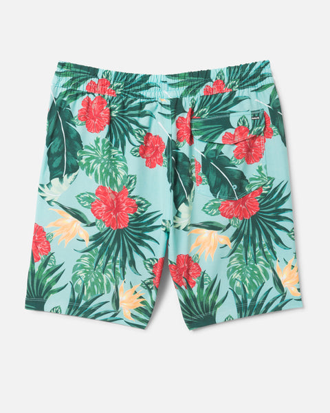 Turquoise - Essential Hibiscus Volley Boardshort 18